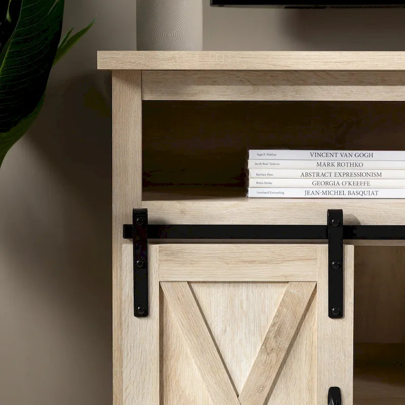Meuble TV haut de 52 pouces avec portes coulissantes de grange