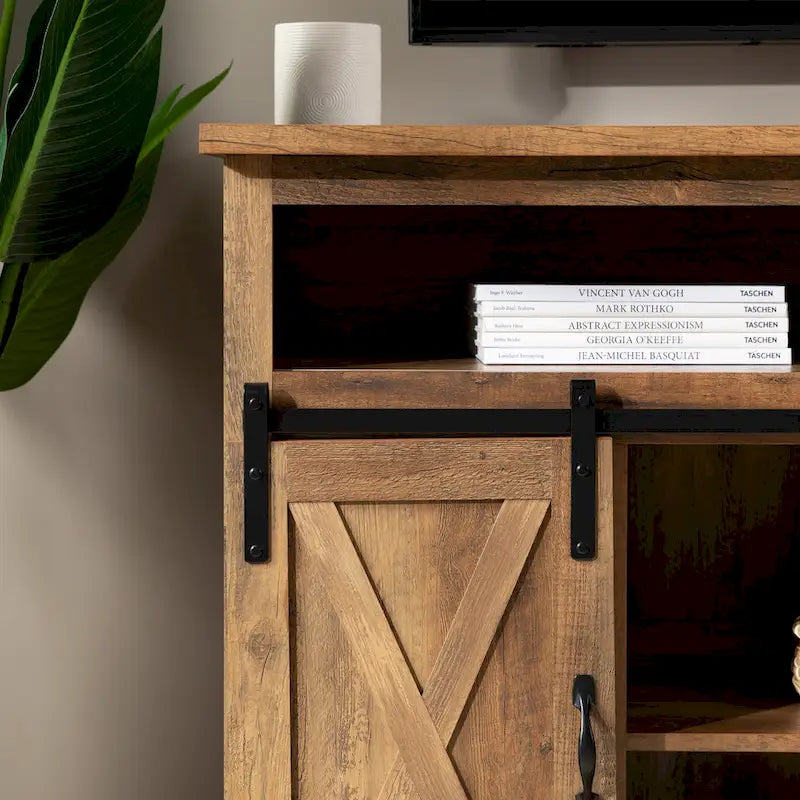 Meuble TV haut de 52 pouces avec portes coulissantes de grange