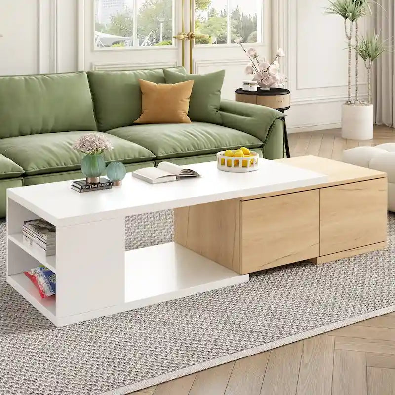 Table basse multifonction avec rangement dissimulé et 2 tiroirs