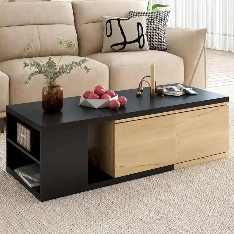 Table basse multifonction avec rangement dissimulé et 2 tiroirs