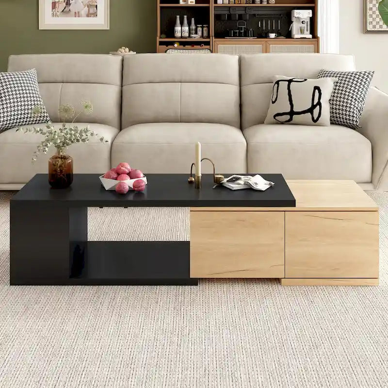 Table basse multifonction avec rangement dissimulé et 2 tiroirs