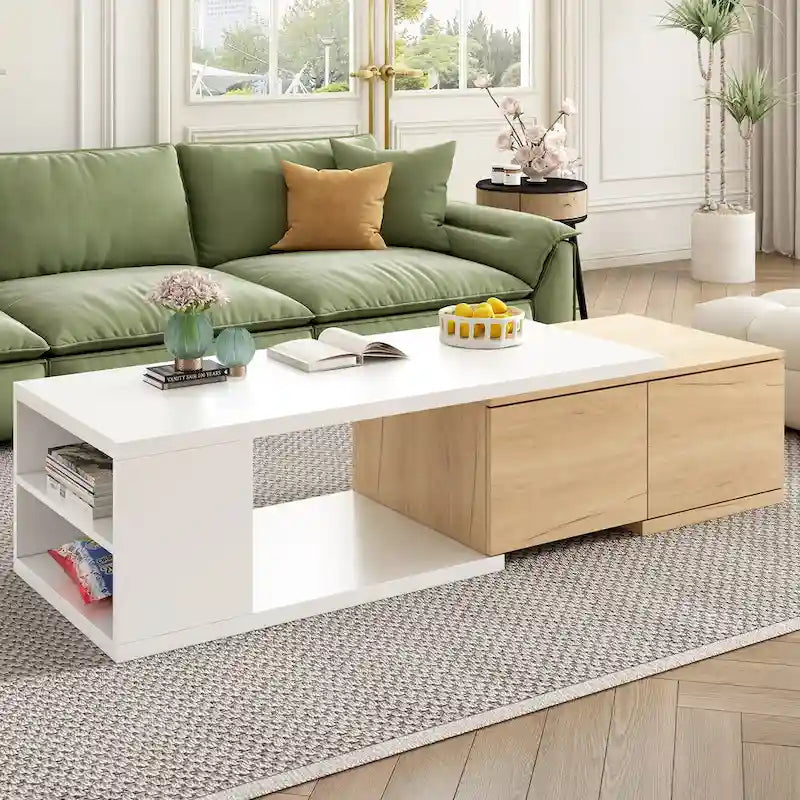 Table basse multifonction avec rangement dissimulé et 2 tiroirs