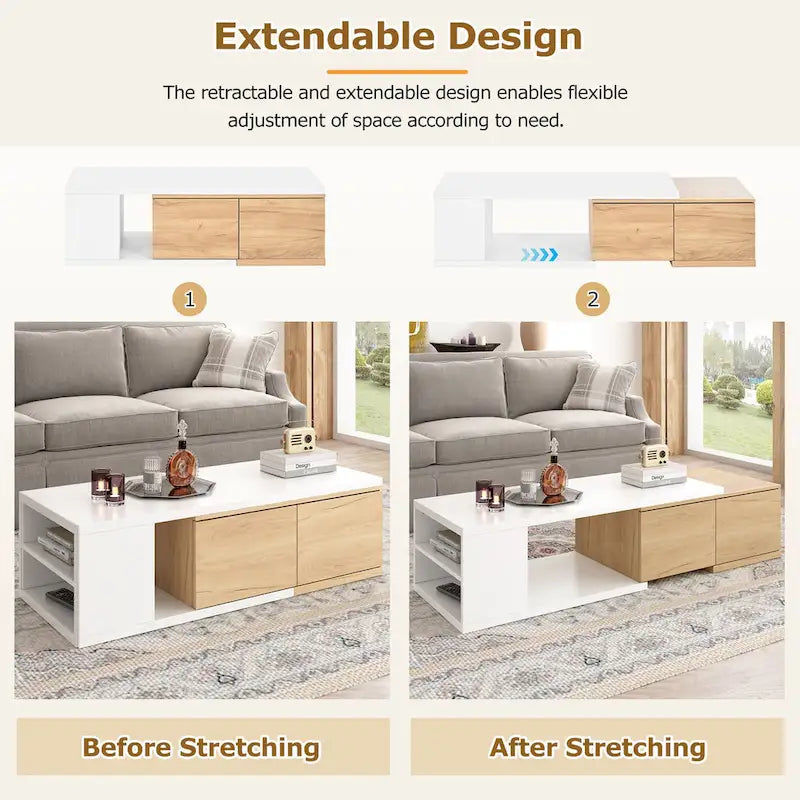 Table basse multifonction avec rangement dissimulé et 2 tiroirs