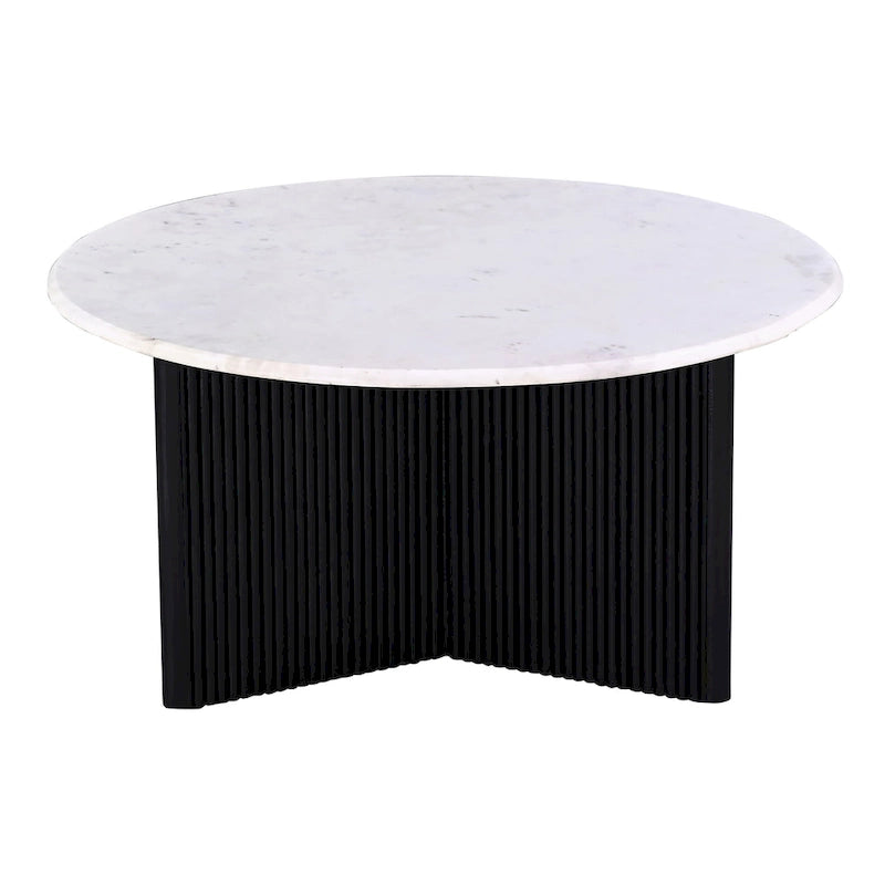 Table basse ronde luxueuse à piétement et plateau en marbre, table d’appoint de canapé pour salon, blanc/noir
