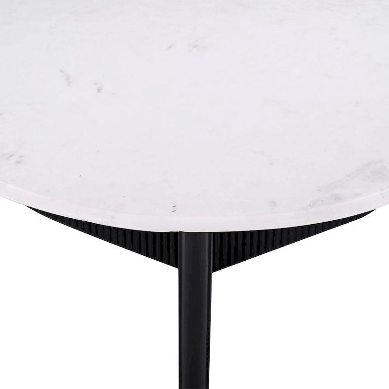 Table basse ronde luxueuse à piétement et plateau en marbre, table d’appoint de canapé pour salon, blanc/noir