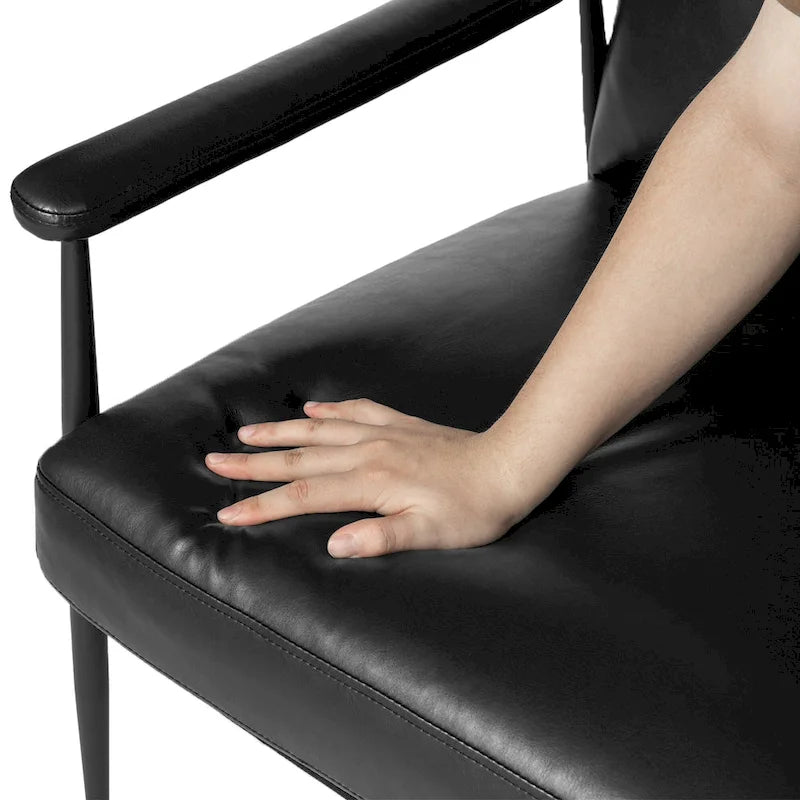 33.75W Mid-Century Modern Leatherette Armchair With High Back and Padded Arms - 33.75 W x 39.5 H x 28 D
