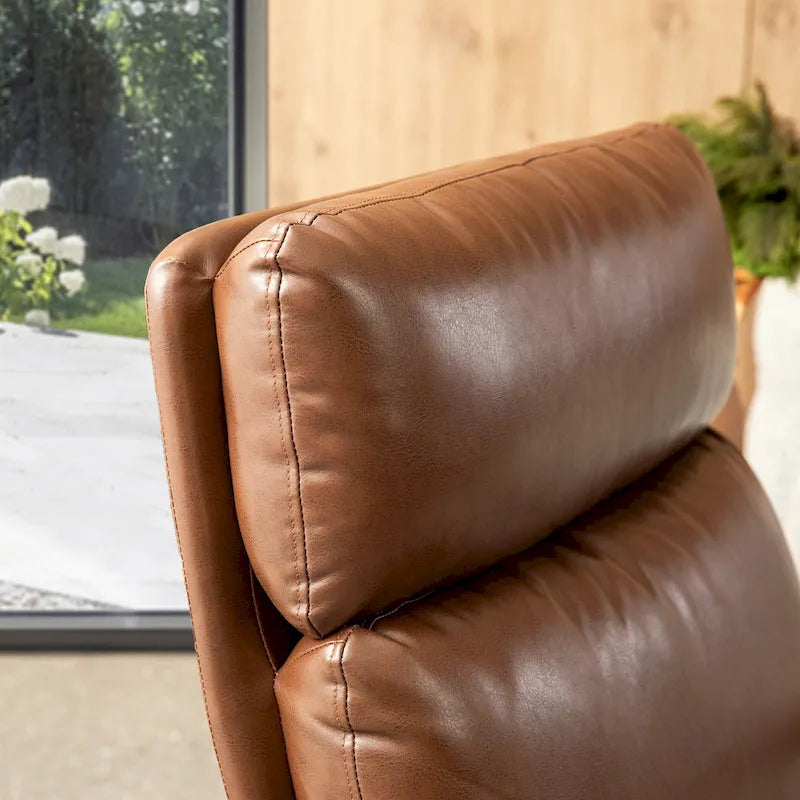 33.75W Mid-Century Modern Leatherette Armchair With High Back and Padded Arms - 33.75 W x 39.5 H x 28 D