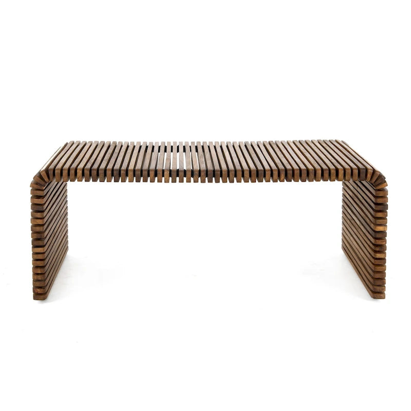 26 Brown Solid Wood Stripes Coffee Table - 26' X '18' X '48