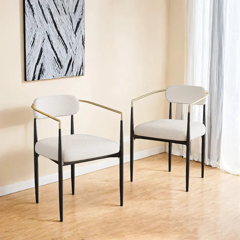 Ensemble de 2 chaises de salle à manger modernes de style médiéval, velours Teddy, pieds en métal