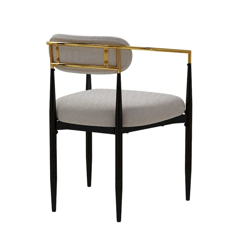 Set of 2 Modern Medieval Dining Chairs,Teddy Velvet, Metal Legs