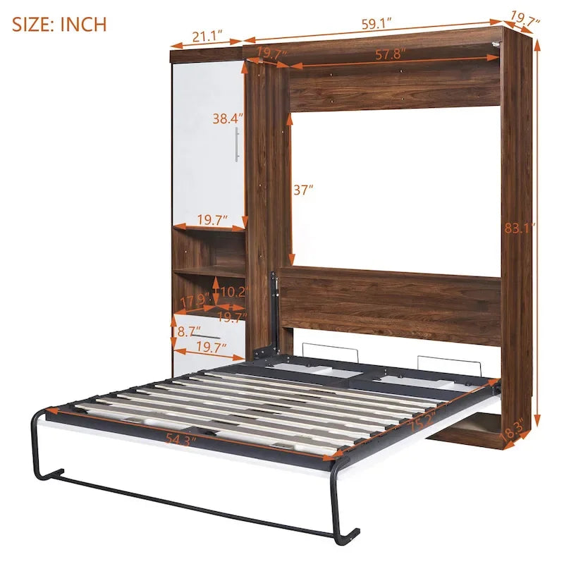 Lit escamotable mural double avec placard