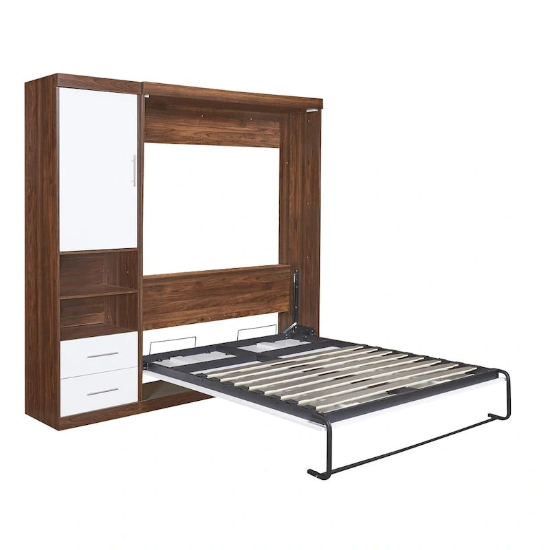 Lit escamotable mural double avec placard