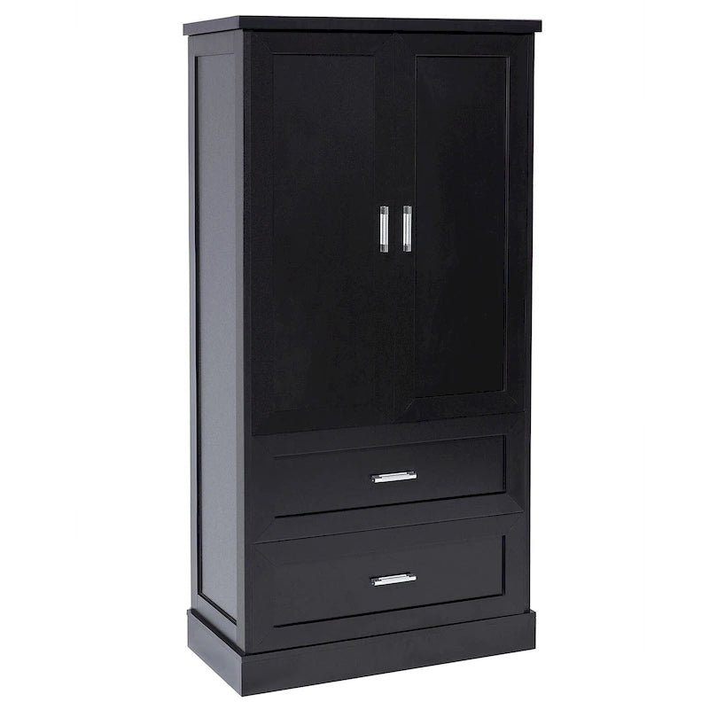 Tall Bathroom Storage Cabinet Cabinet with Two Doors and Drawers Adjustable Shelf MDF Board