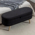 Storage Ottoman Bench with Wood Legs,Oval End of Bed Bench Indoor Ottoman W/Adjustable Foot Nails for Living Room