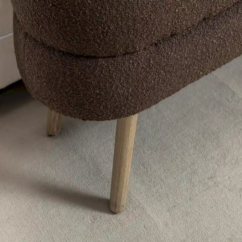 Banc ottoman de rangement avec pieds en bois, banc ottoman ovale au pied du lit pour intérieur avec patins réglables pour salon