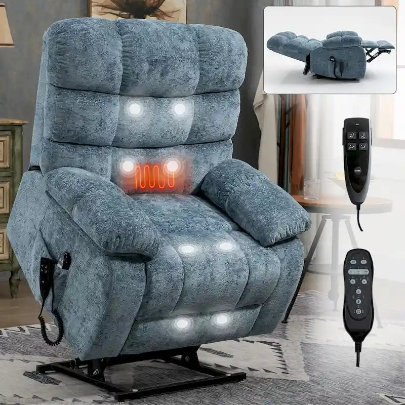 Elektrischer Relaxsessel mit Aufstehhilfe, zwei Motoren, Massage und Wärme für ältere Menschen, großer elektrischer Einzelsessel mit Fernbedienung