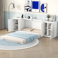 Weißes Murphy-Bett in Queen-Size mit Regalen, Schränken und USB-Anschlüssen