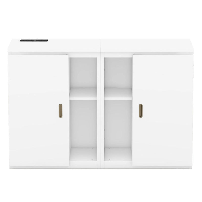 Weißes Murphy-Bett in Queen-Size mit Regalen, Schränken und USB-Anschlüssen