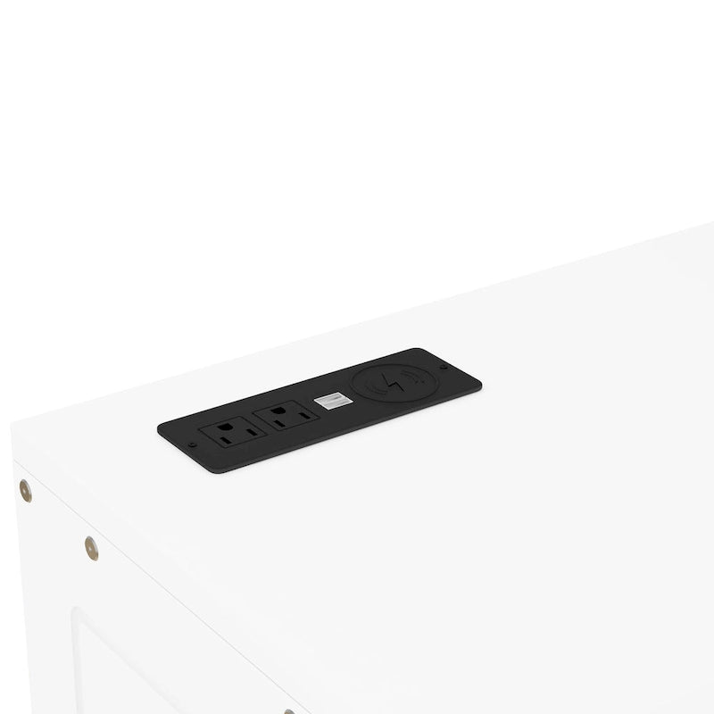 Weißes Murphy-Bett in Queen-Size mit Regalen, Schränken und USB-Anschlüssen