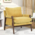 Fauteuil jaune moderne de style mi-siècle 35.4 en velours avec structure en bois d'hévéa massif et pieds rembourrés