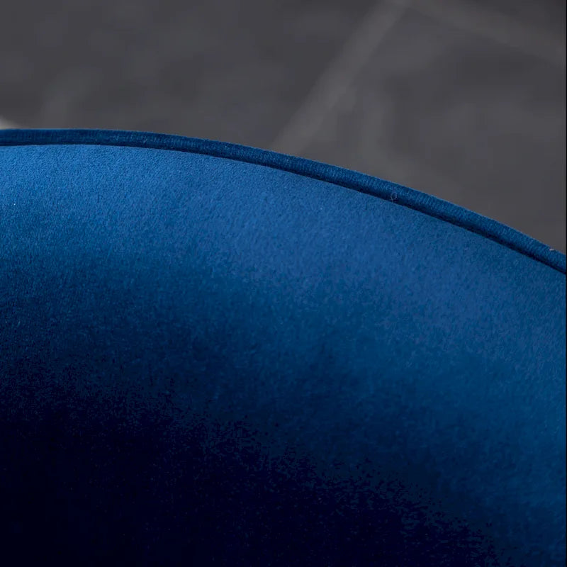 Fauteuil d'appoint moderne bleu 22 en velours rembourré avec base ronde pivotante en métal pour le salon