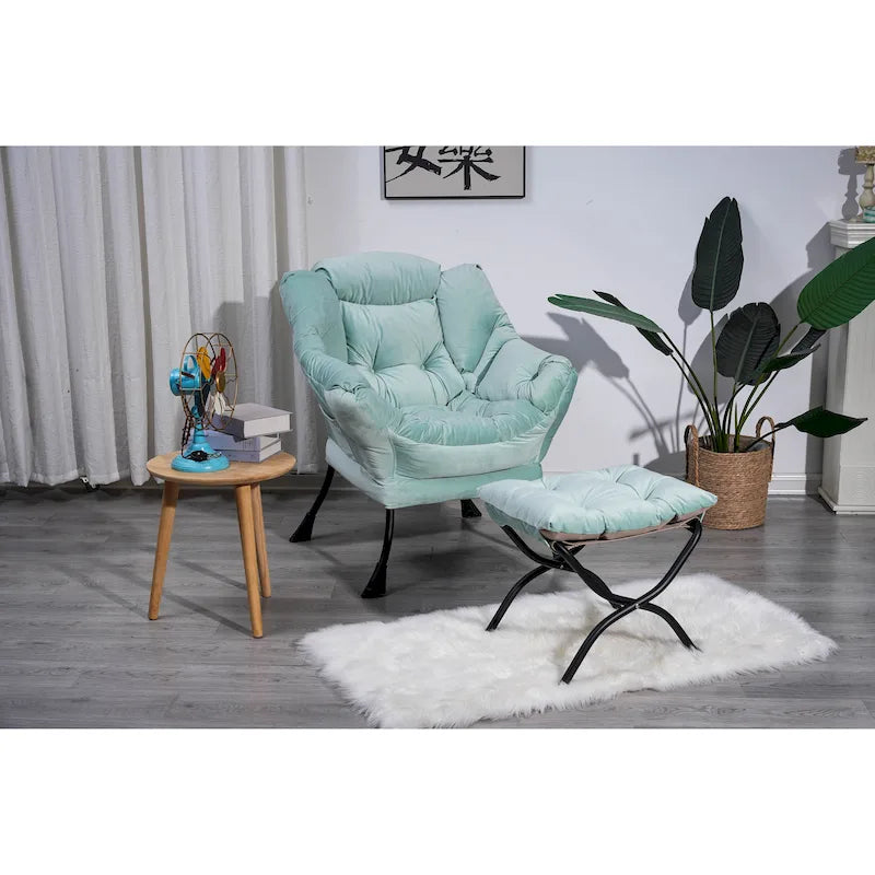 Fauteuil lounge vert capitonné de 22.35 pouces avec poche latérale