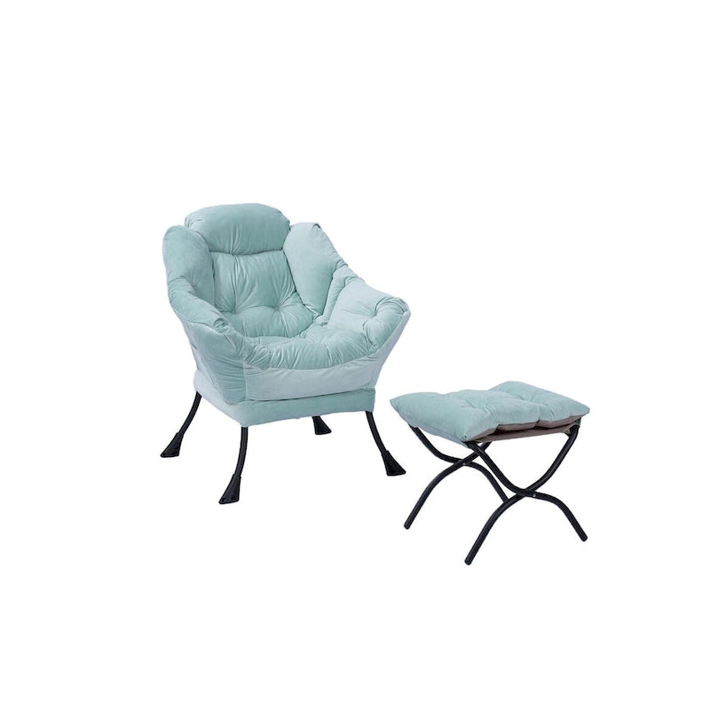 Fauteuil lounge vert capitonné de 22.35 pouces avec poche latérale