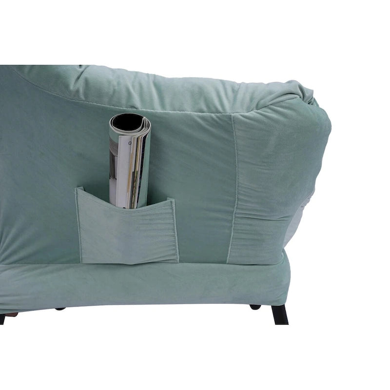 Fauteuil lounge vert capitonné de 22.35 pouces avec poche latérale