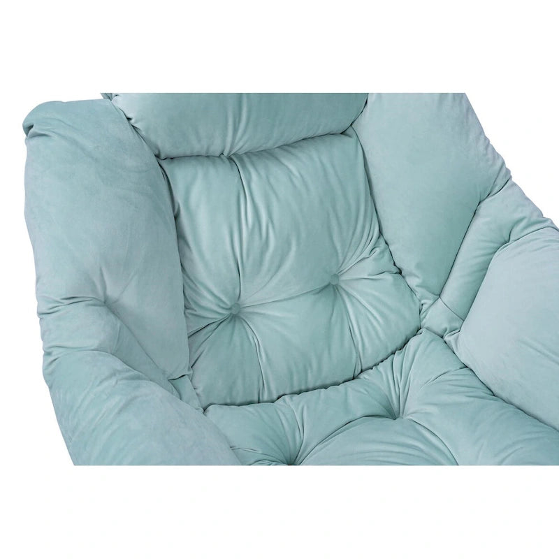 Fauteuil lounge vert capitonné de 22.35 pouces avec poche latérale