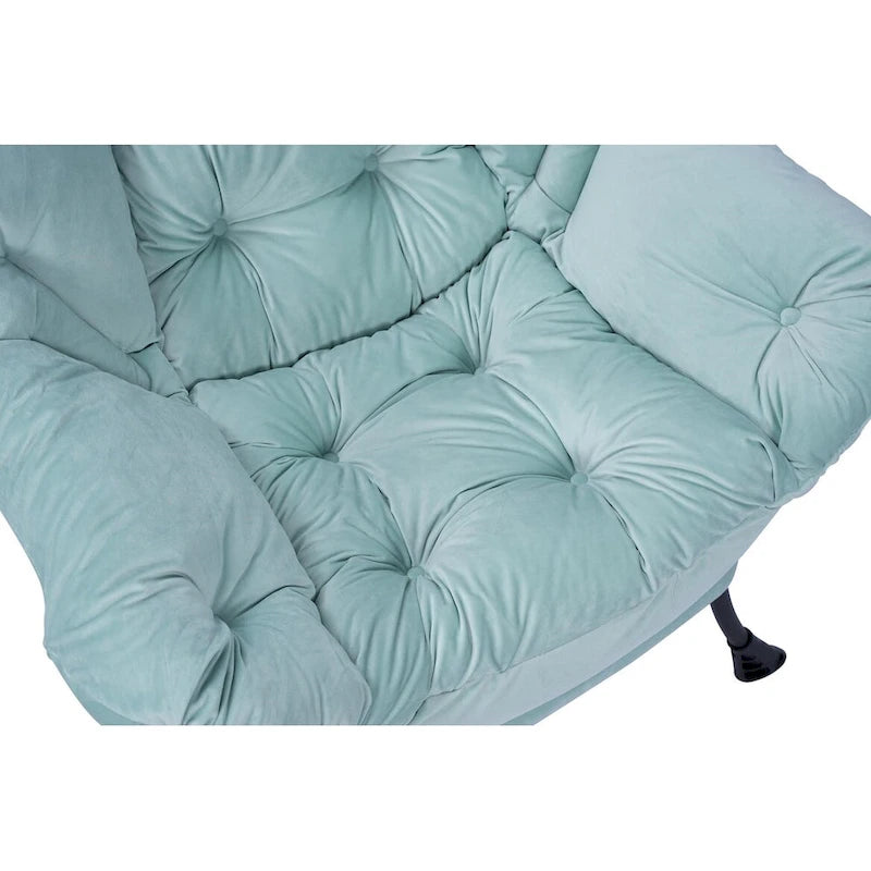 Fauteuil lounge vert capitonné de 22.35 pouces avec poche latérale