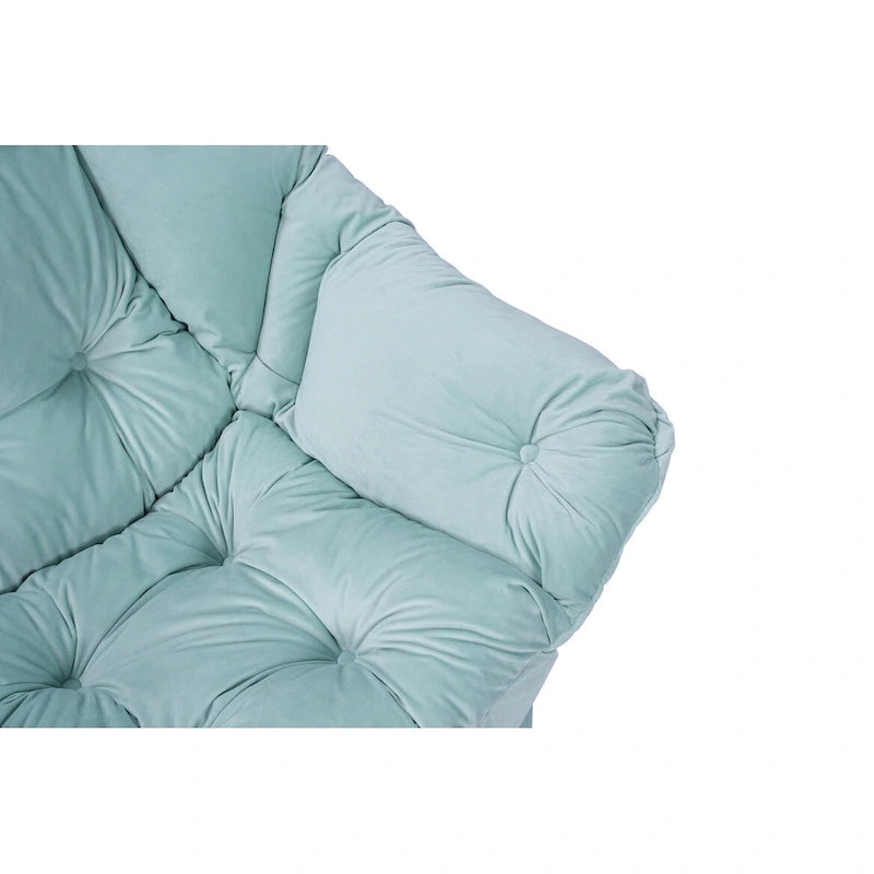 Fauteuil lounge vert capitonné de 22.35 pouces avec poche latérale
