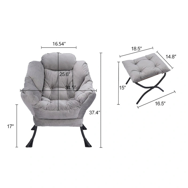Fauteuil lounge vert capitonné de 22.35 pouces avec poche latérale