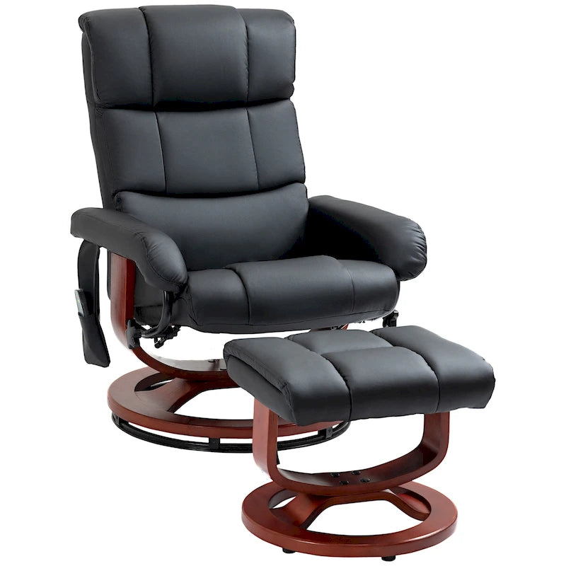 Fauteuil inclinable pivotant noir à dossier haut 28.8 avec repose-pieds