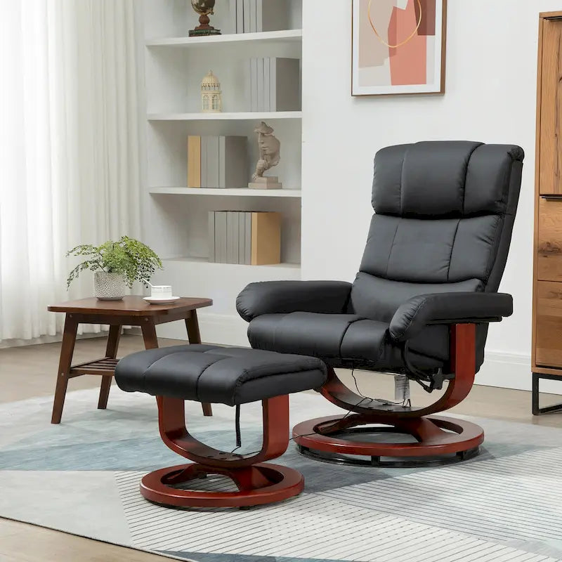 Fauteuil inclinable pivotant noir à dossier haut 28.8 avec repose-pieds