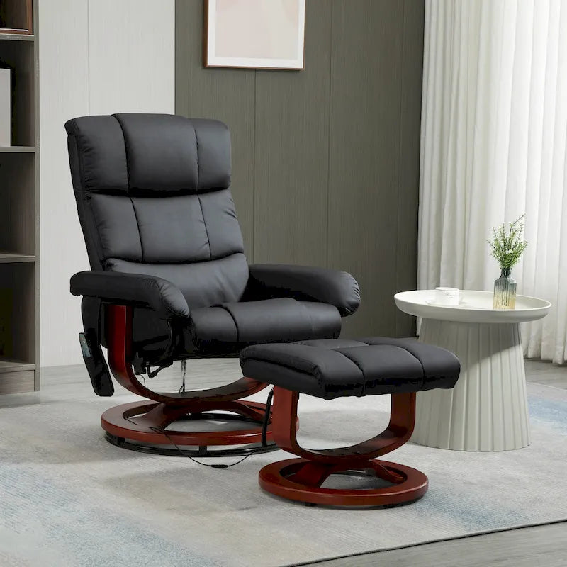 Fauteuil inclinable pivotant noir à dossier haut 28.8 avec repose-pieds
