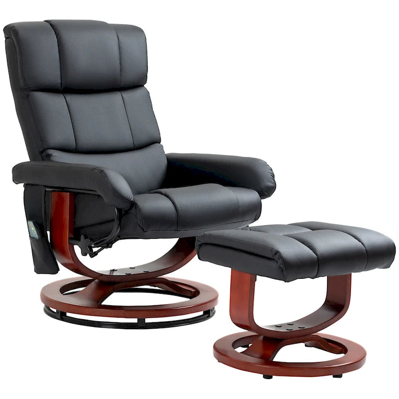 Fauteuil inclinable pivotant noir à dossier haut 28.8 avec repose-pieds