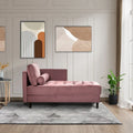 Chaise longue rose en velours capitonné de 64 pouces