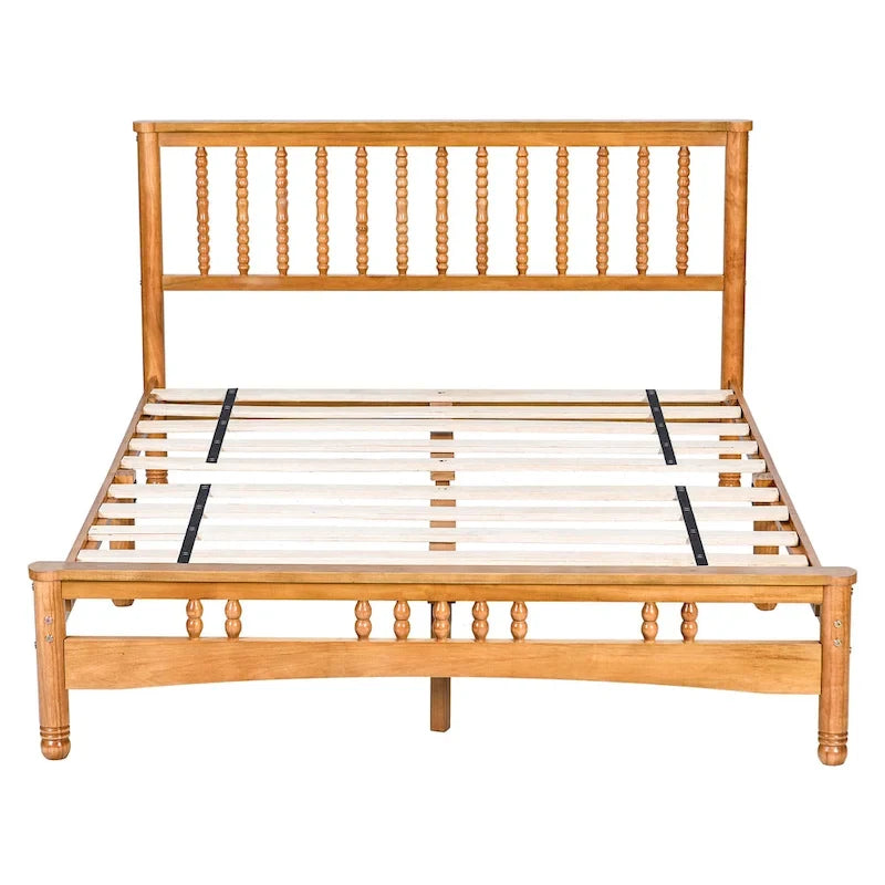 Elegantes Queen-Size-Plattformbett aus Eichenholz mit Kopfteil