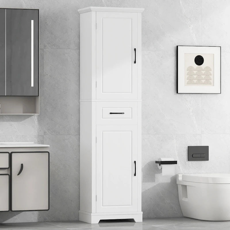 Tall Freestanding Bathroom Storage Cabinet with 2 Doors and 1 Drawer