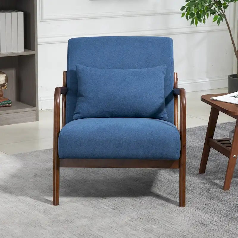 Mid-Century Velvet Upholstered Accent Chair Armchair w/Waist Cushion