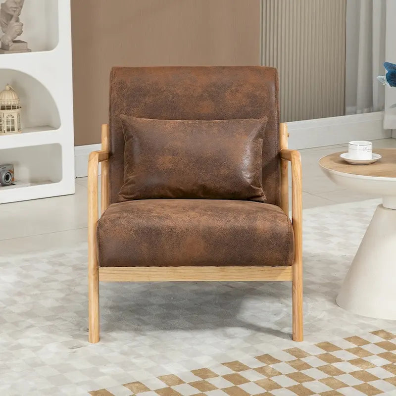 Fauteuil d'appoint rembourré en velours de style mi-siècle avec coussin lombaire