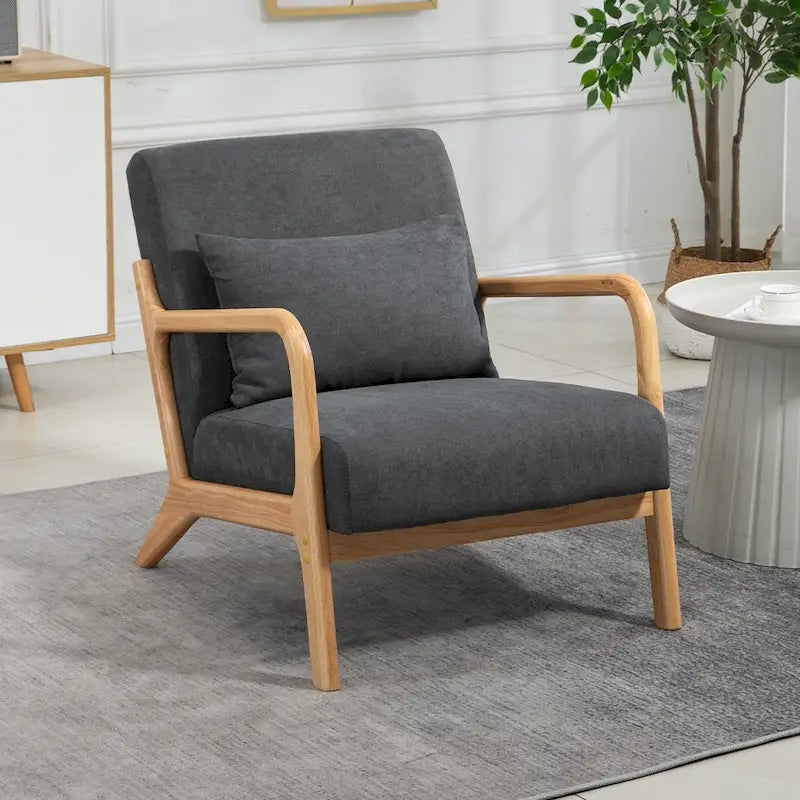 Fauteuil d'appoint rembourré en velours de style mi-siècle avec coussin lombaire