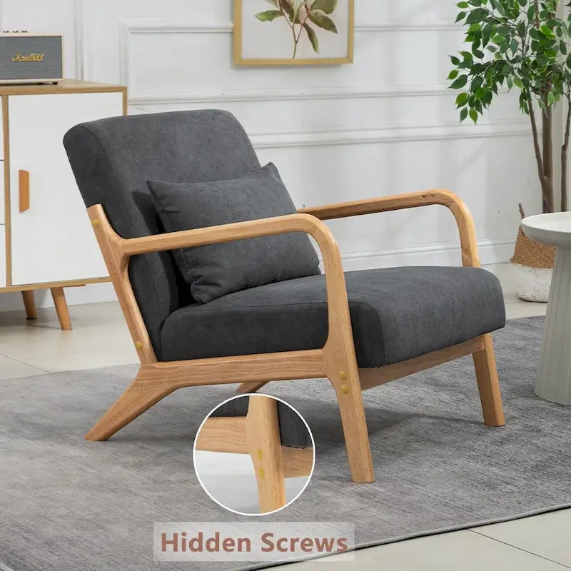 Fauteuil d'appoint rembourré en velours de style mi-siècle avec coussin lombaire