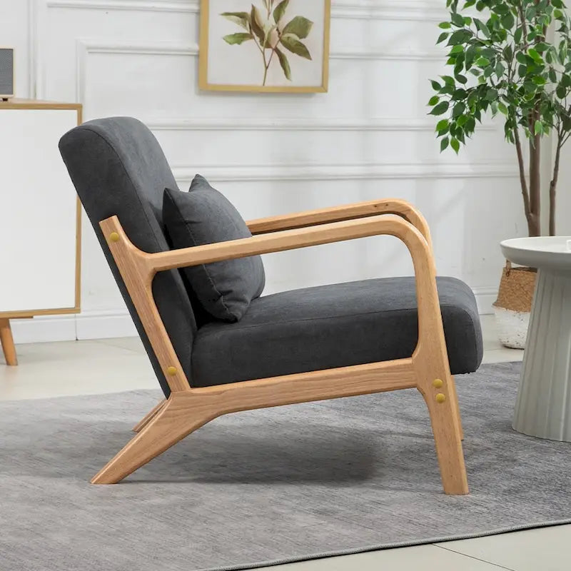 Fauteuil d'appoint rembourré en velours de style mi-siècle avec coussin lombaire