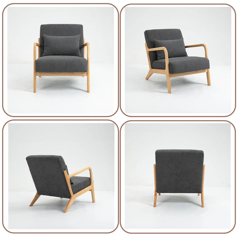 Fauteuil d'appoint rembourré en velours de style mi-siècle avec coussin lombaire
