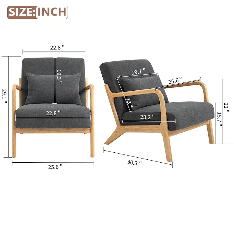 Fauteuil d'appoint rembourré en velours de style mi-siècle avec coussin lombaire