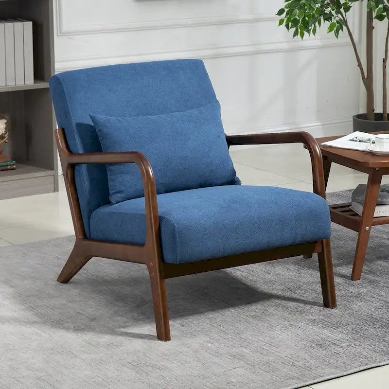 Fauteuil d'appoint rembourré en velours de style mi-siècle avec coussin lombaire