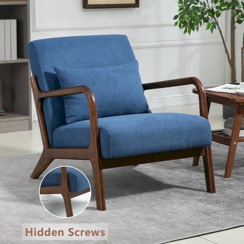 Fauteuil d'appoint rembourré en velours de style mi-siècle avec coussin lombaire