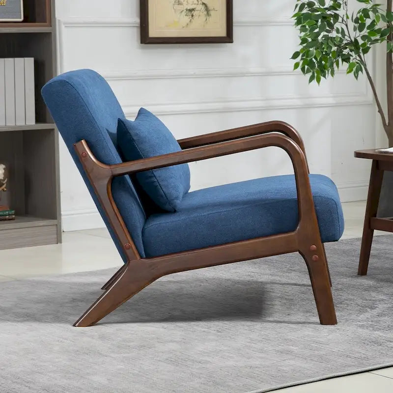Fauteuil d'appoint rembourré en velours de style mi-siècle avec coussin lombaire