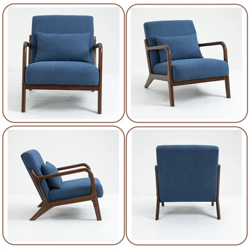 Fauteuil d'appoint rembourré en velours de style mi-siècle avec coussin lombaire